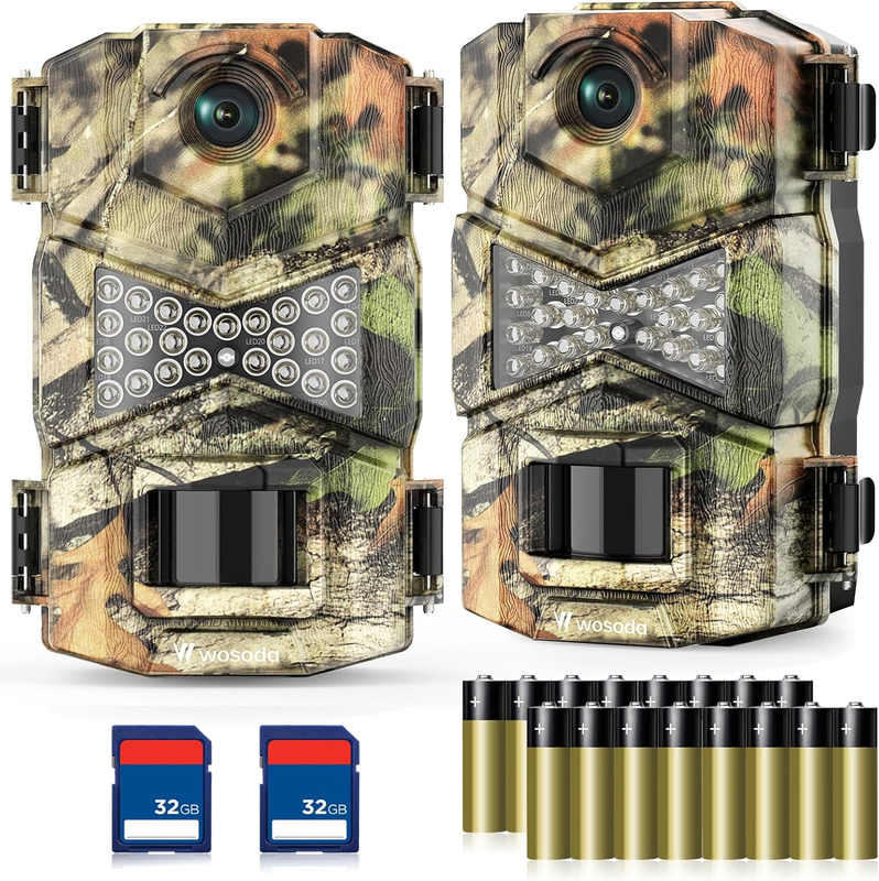 2 Pack 30MP Trail Cameras 1080P Night Vision Motion IP66 SD Card Wildlife Cam9