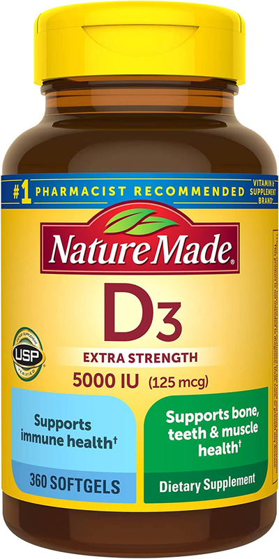 Extra Strength Vitamin D3 5000 IU Softgels for Bone & Immune Health, 360 Count9