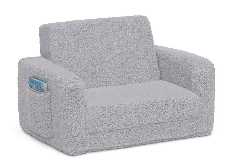 Cozee Flip Out Sherpa 2 In 1 Convertible Chair to Lounger for Kids, Grey4
