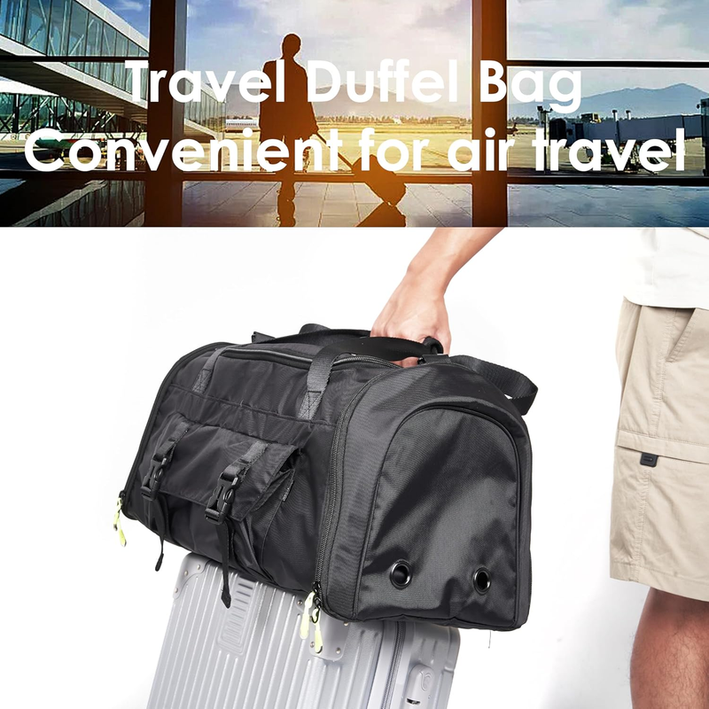 Small Gym Duffle Bag with Shoe Compartment Wet Dry Pockets Black5