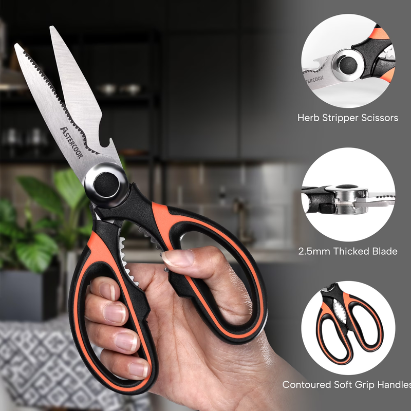 2PCS Kitchen Shears Heavy Duty Serrated Blade Food Meat Poultry Scissors2
