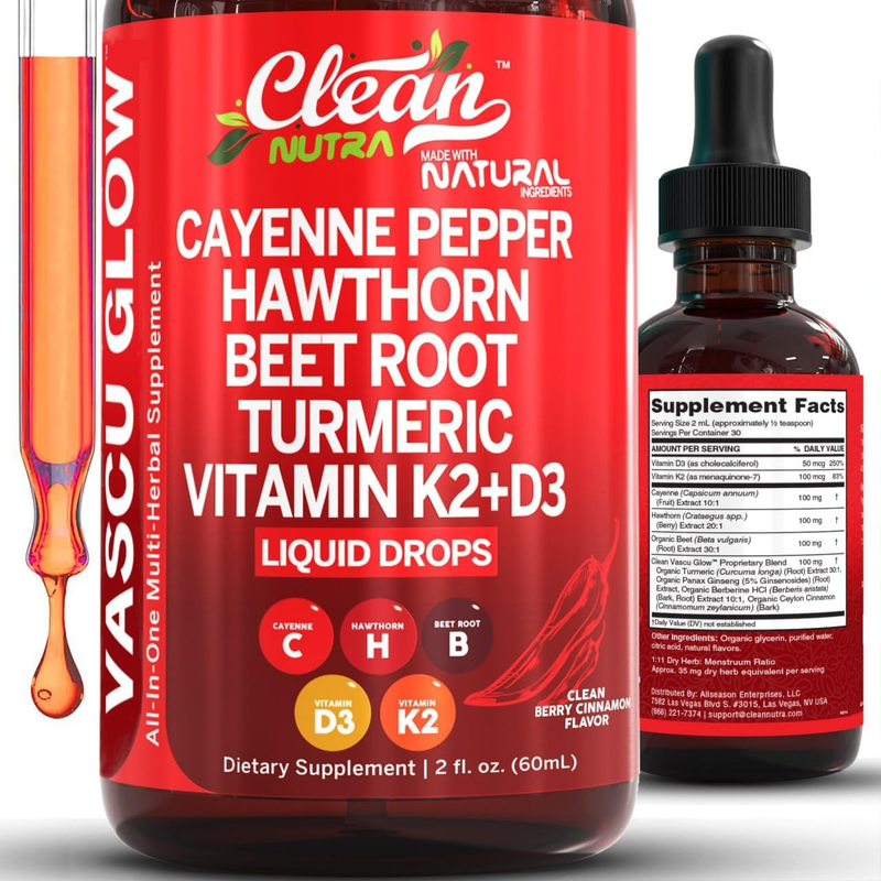 Cayenne Pepper Drops with Hawthorn, D3, K2, Turmeric & Ginseng - 1 Pack10