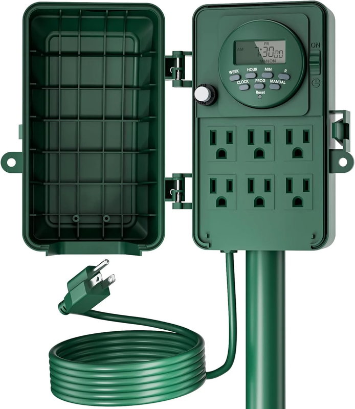 7 Day Outdoor Digital Stake Timer, 6 Outlets, Weatherproof, BNC U3S, Heavy Duty9