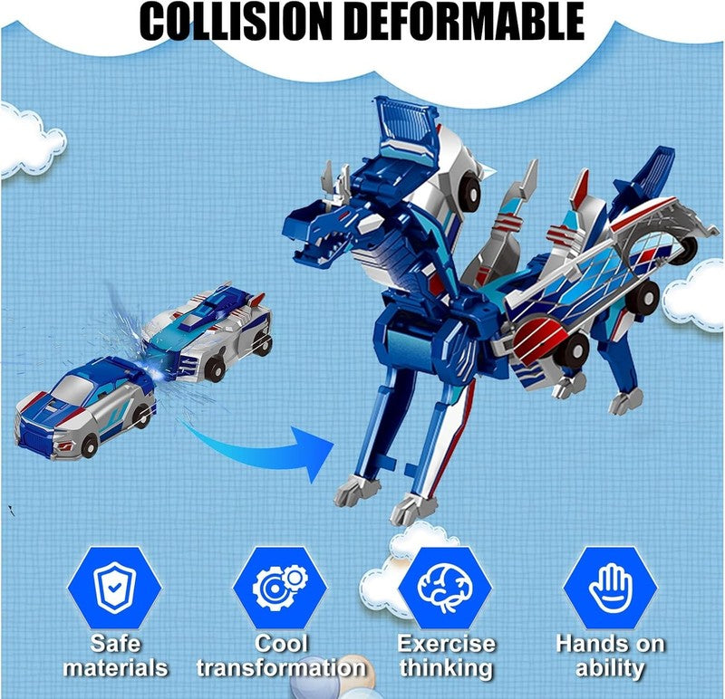 2 in 1 Transforming Dinosaur Car Toy – Magnetic Collision Robot Car 1
