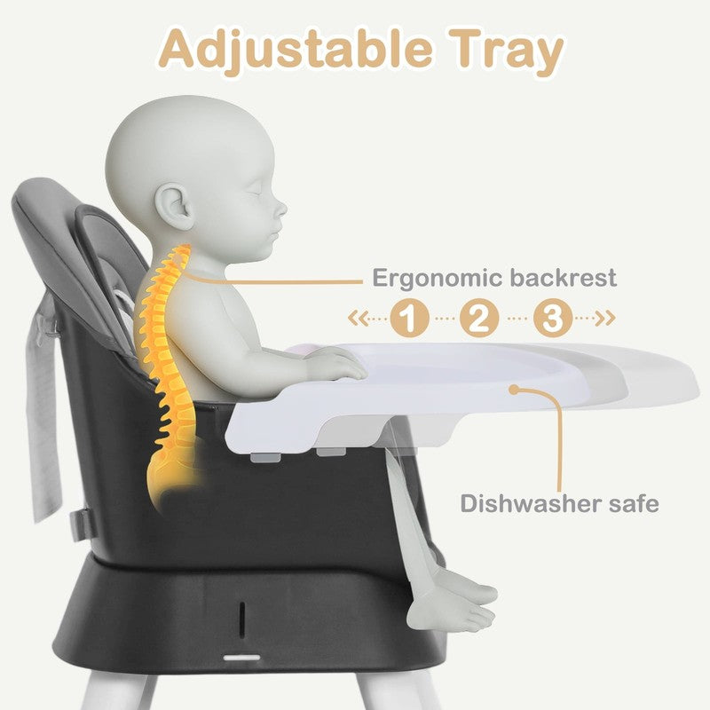 8 in 1 Baby High Chair, Toddler Dining Booster Seat for Eating, Grey3