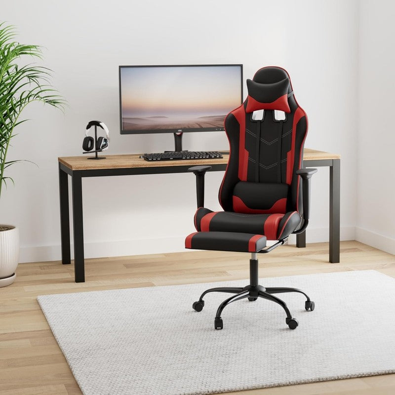 Ergonomic Gaming Chair with Footrest & Lumbar Support - Red High Back Chair1