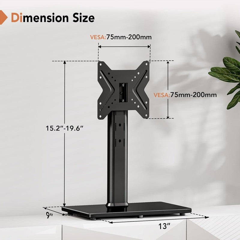 Universal TV Stand for 32–60" TVs, Height Adjustable Mount with Glass Base6
