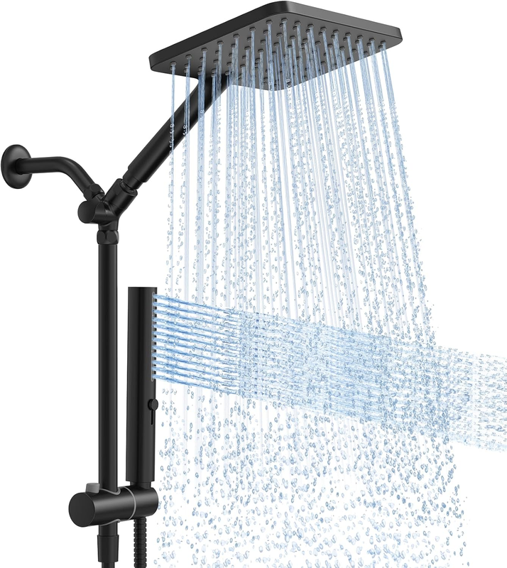 10" High Pressure Rain Shower Head w Handheld Dual 2-in-1 Matte Black8