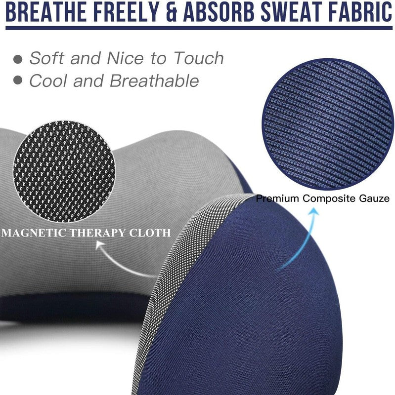 Memory Foam Travel Neck Pillow Kit w/ Eye Mask, Earplugs, Bag – Blue2