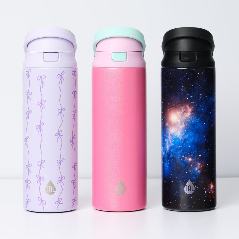 24oz Stainless Steel 2-in-1 Straw and Chug Water Bottle Push Lid Pink Shimmer8