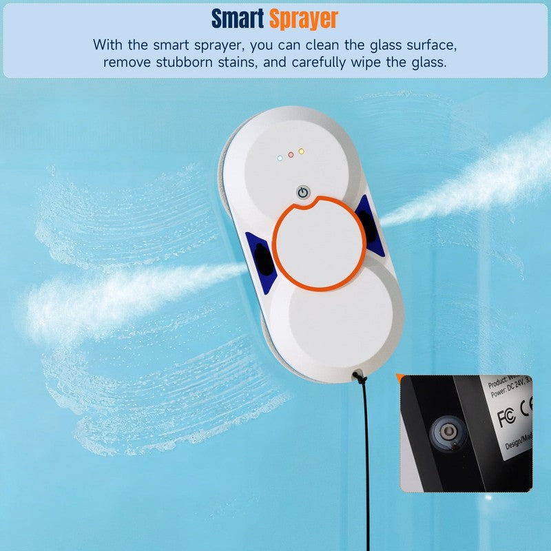 Smart Window Cleaning Robot with 5600Pa Suction Power, Double Automatic Water Sp10