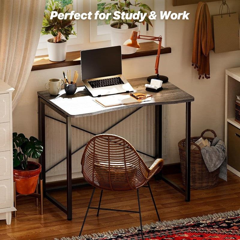 31.5" Folding Desk Grey   Small Space, Home Office, Easy Fold, Compact Design7