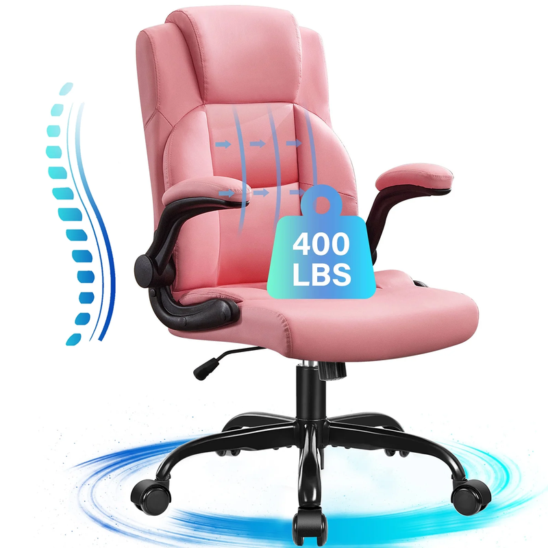 Leather Office Chair, Big and Tall Office Chair 400LBS Wide Seat Ergonomic Compu0