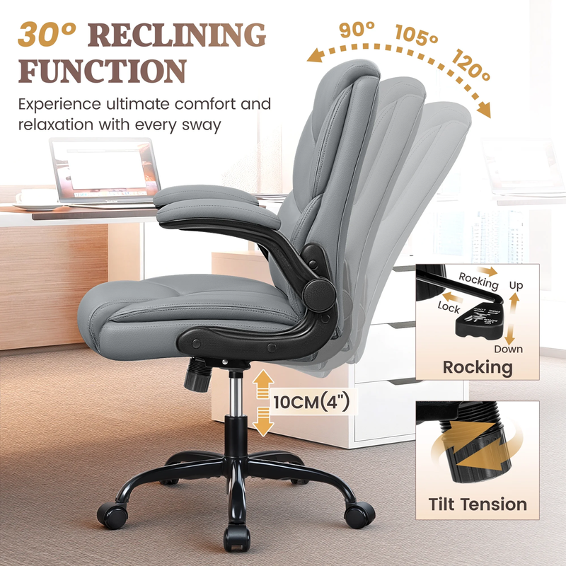 Ergonomic Leather Computer Office Chair 400LB Capacity Gray6