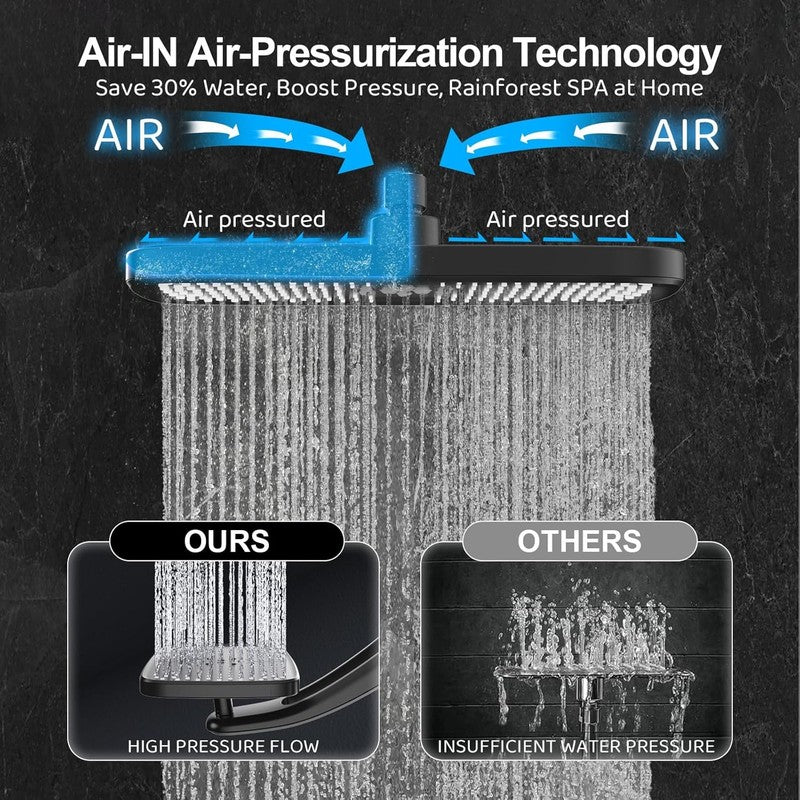 High Pressure Rain Shower Head w/ Handheld Combo Magnetic Docking & Power Jets1