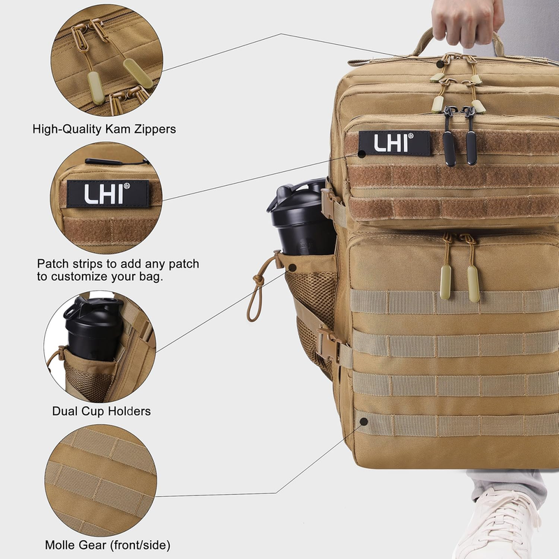 45L Tactical Backpack Military Army Rucksack w/ Shoe Compartment 3 Day Pack3