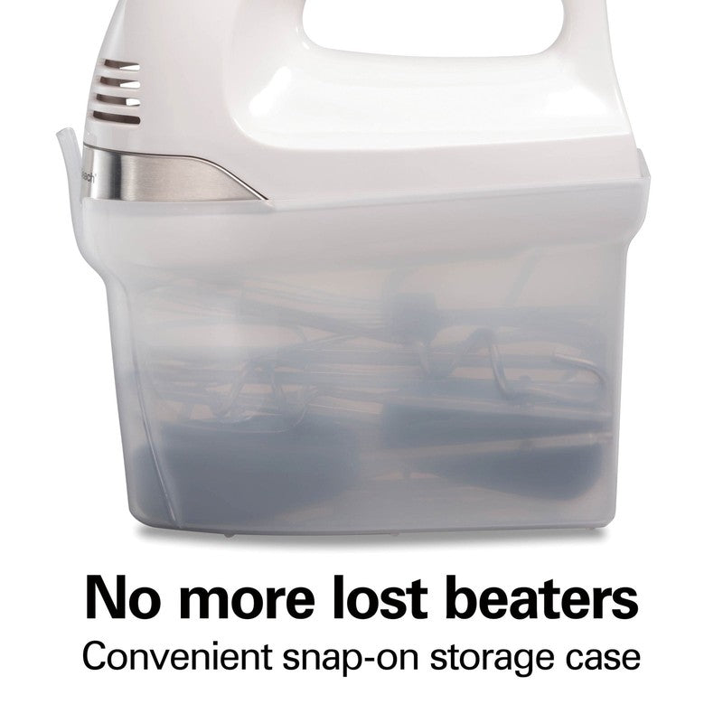 6-Speed Electric Hand Mixer Easy Clean Beaters 7 Attachments Case White Kitchen2