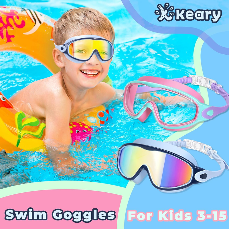 2 Pack Youth Swim Goggles Boys Girls Anti Fog UV Pool Swim Gear1