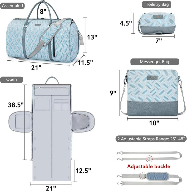 2in1 Garment Duffle Bag w/ Toiletry 4Pc Set Hanging Suit Travel Carry On4