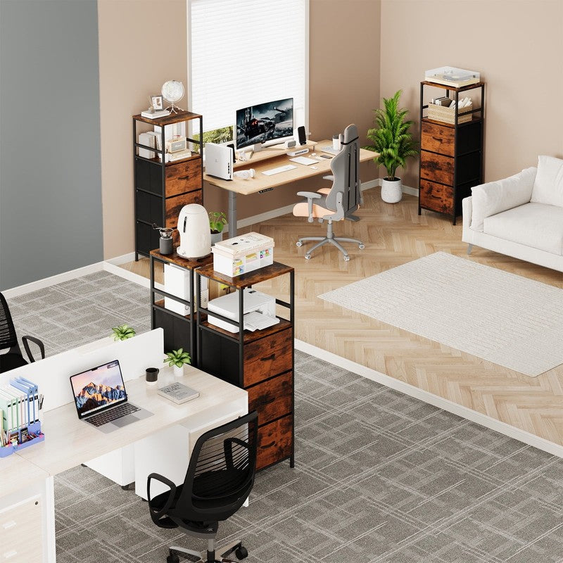 File Storage Cabinet with Adjusted Size 3 Drawers, 4 Wheels Vertical Wood File C7