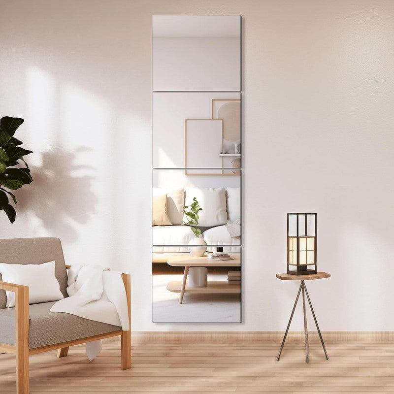 Frameless Glass Wall Mirror Tiles, 14"x12", Set of 4 for Home Gym & Bedroom1