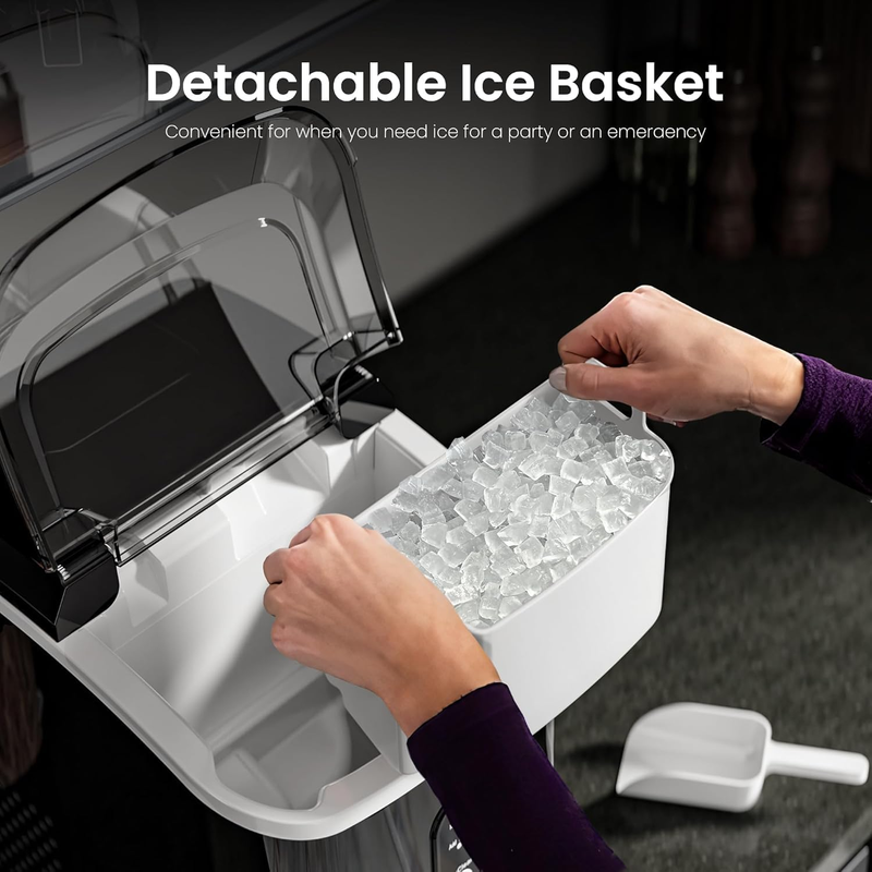Nugget Ice Maker Countertop 35Lbs/24H Portable Crushed Ice Machine Self Clean3