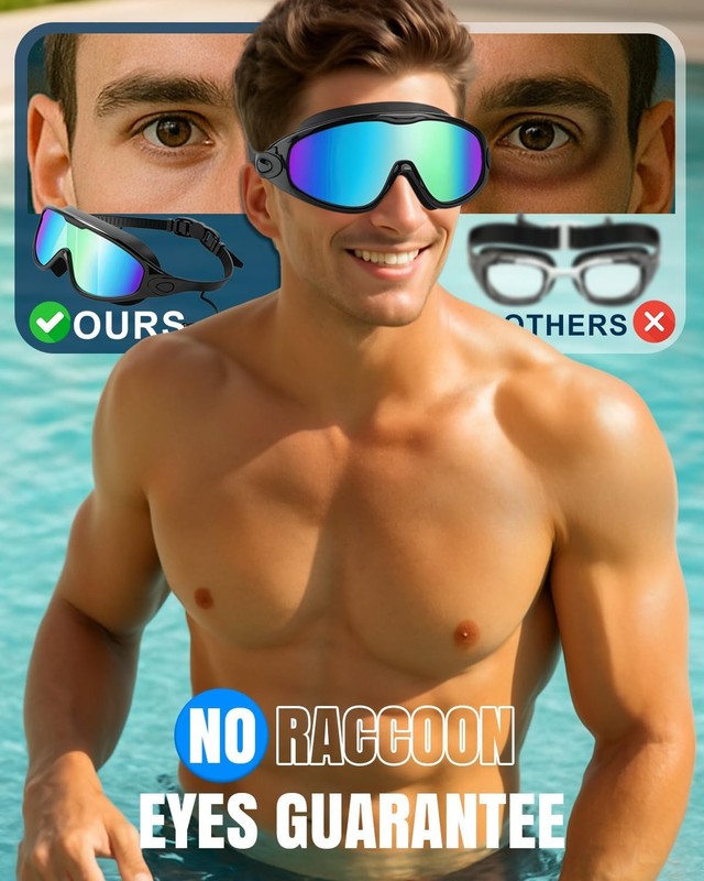 Swim Goggles 2 Pack, Wide View anti Fog&Uv Swimming Goggles for Audlt, No Leakin1