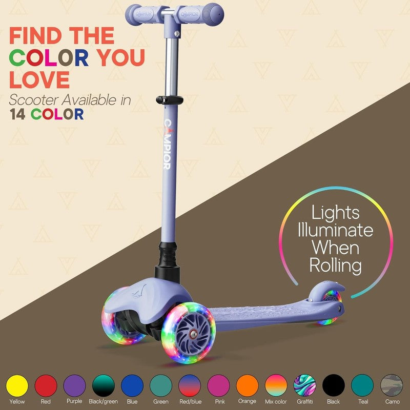 Kids 3 Wheel Scooter Lean to Steer LED Wheels Adjustable Handlebar Gray6