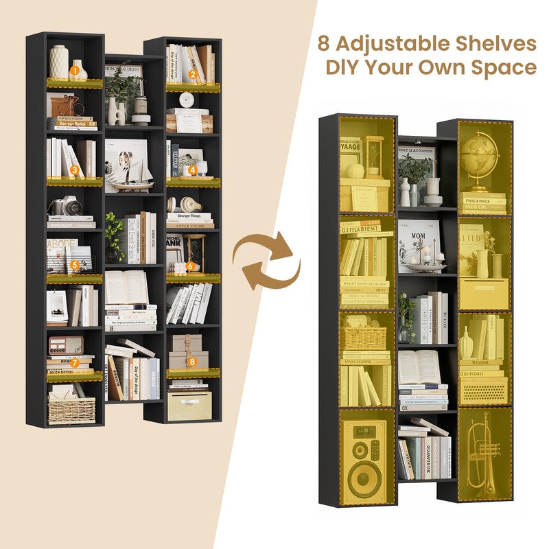 21-Cube Bookcase and Bookshelves with Adjustable Shelves, 71.3'' Triple Width Op4