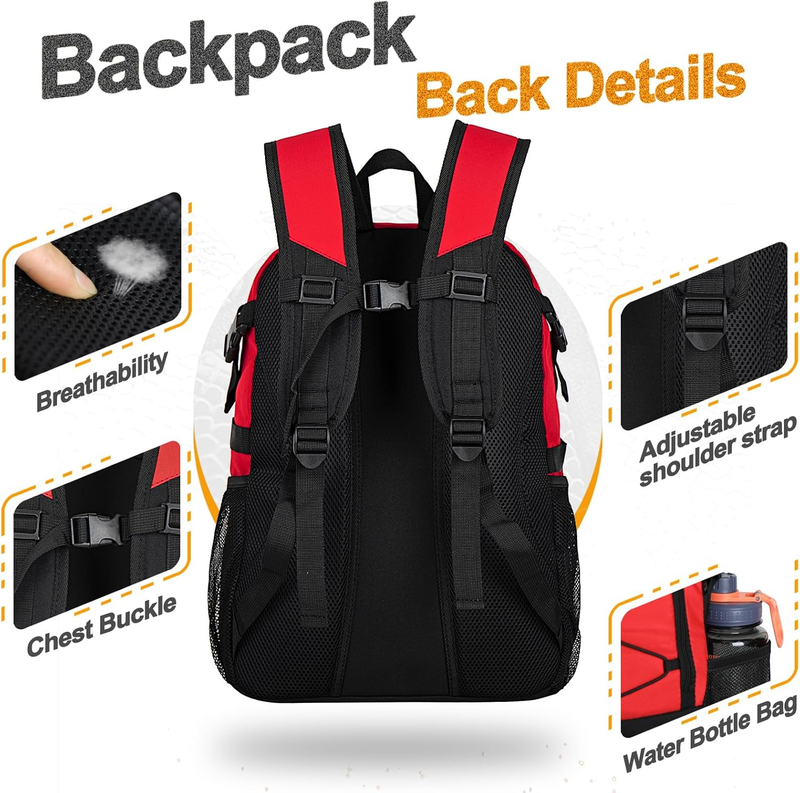 Soccer Basketball Backpack w/ Ball & Shoe Compartment Sports Travel Bag4