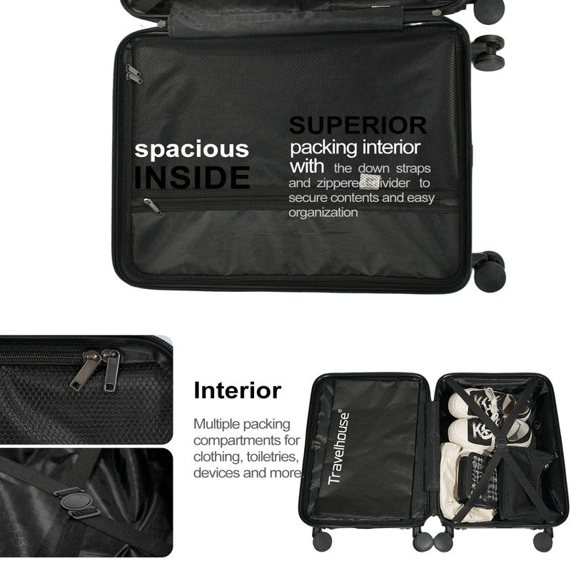 3 Piece Hardside Luggage Set Hardshell Lightweight Suitcase with TSA Lock Spinne8