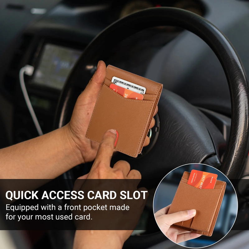 Men's Slim Leather RFID Blocking Wallet Bifold 2 ID Windows Holds 15 Cards7