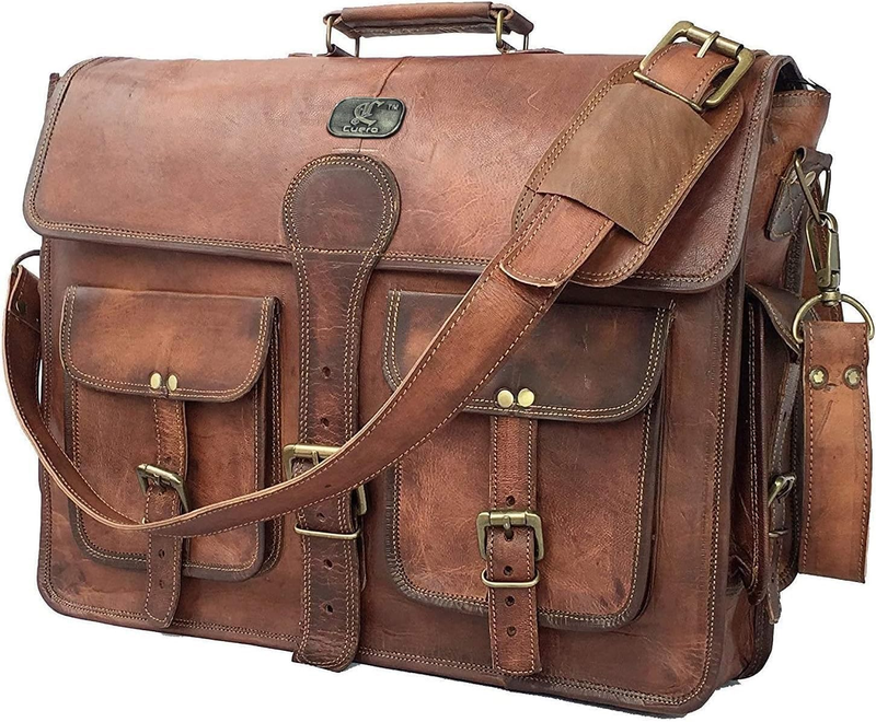 Leather Messenger Bag for Men, 18 Inch Laptop Crossbody, Handmade Leather Should8