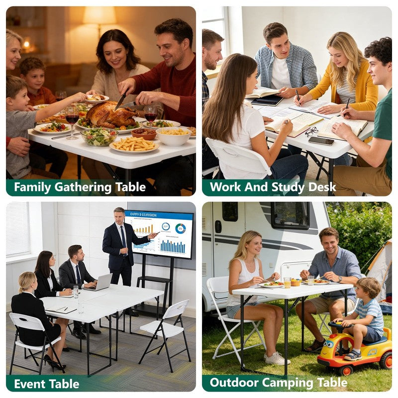 Folding Table 4 FT Lightweight Table, Plastic Rectangular Indoor Outdoor Table I10