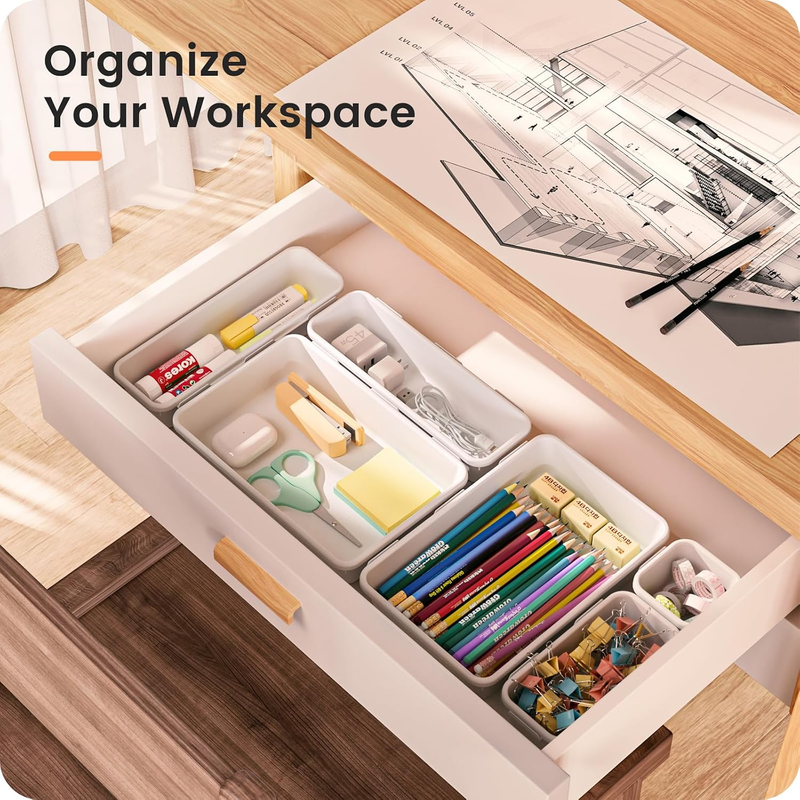 Drawer Organizer Makeup Storage 5 Size Holds 177 Items White4