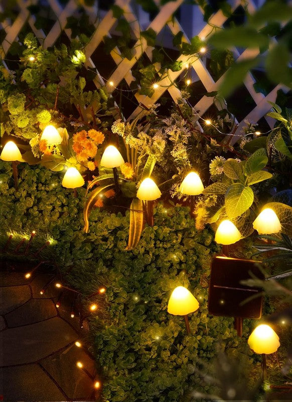 Solar Mushroom Garden Lights for Outside, 20 LED 32.8FT Solar Pathway Lights Out6