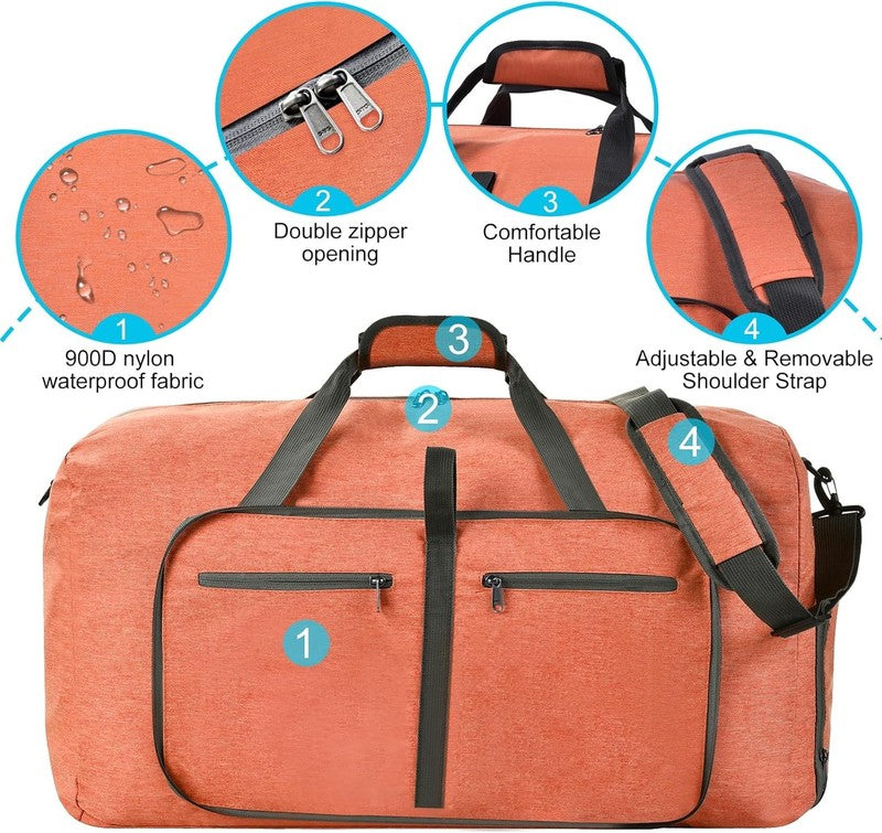 Duffle Bag Shoes Compartment Foldable Travel Waterproof Adjustable Strap Men6