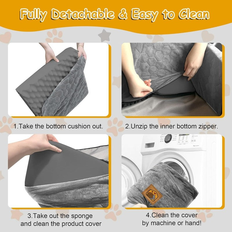 Dog Car Seat Small/Medium Dogs up to 35lbs Memory Foam Washable Cover Gray6
