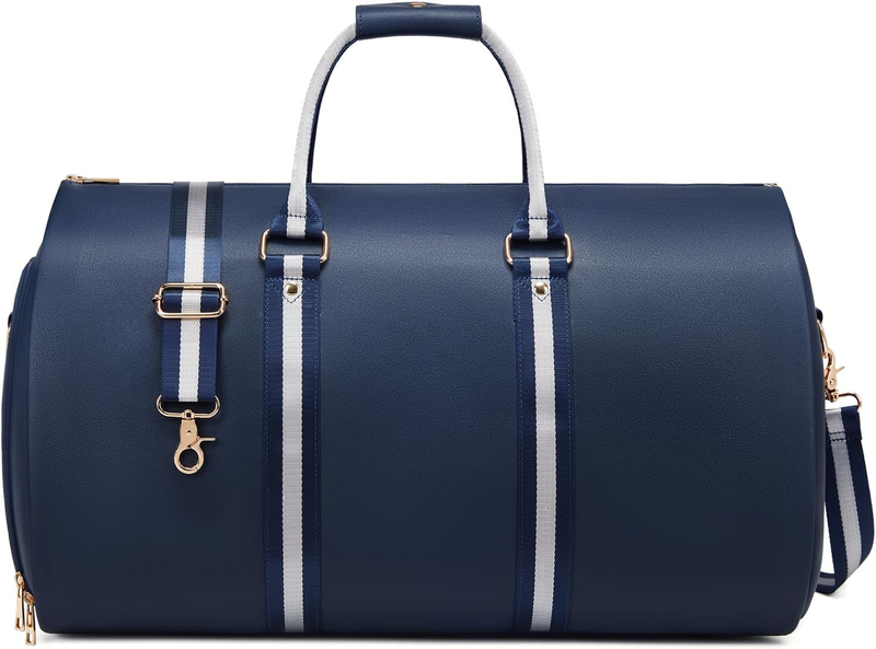 Men Leather 2in1 Garment Duffle Bag Blue Waterproof Suit Travel Carry On7