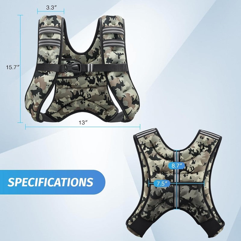 Weighted Vest 12Lb Reflective Stripe Workout Strength Training Fitness Camo7
