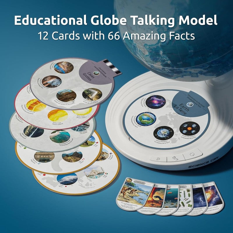 8in Interactive Talking Globe for Kids Bilingual STEM Quiz Toy Ages 6+4