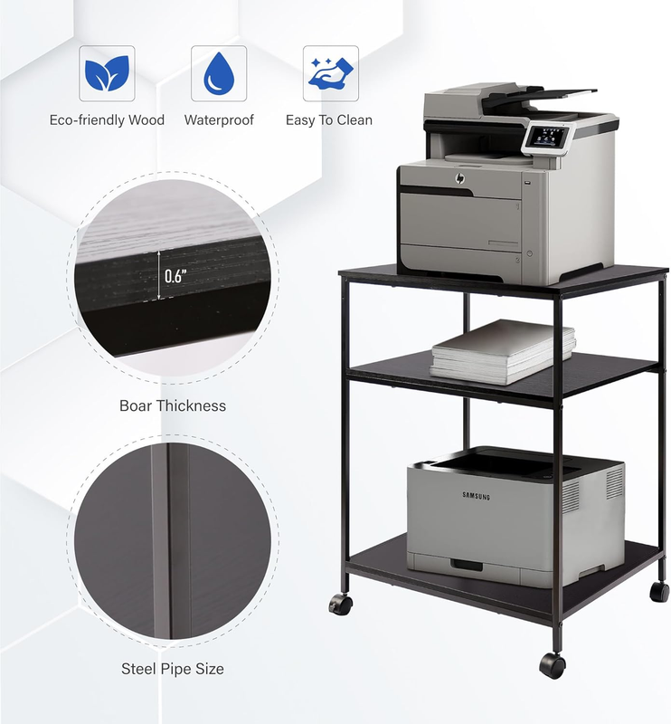 3-Tier Printer Stand for Laser/Inkjet/All-In-One - 23.6X18.9X31.5 Heavy Duty Car7