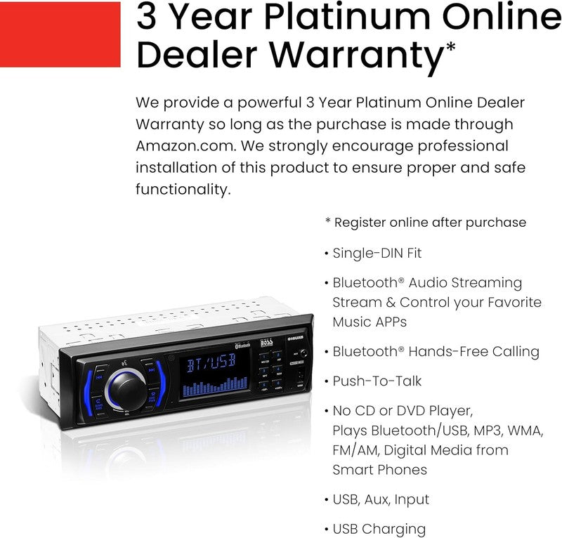 616UAB Car Stereo with Bluetooth   Single DIN, MP3, USB, Aux In, AM/FM, No CD DV2