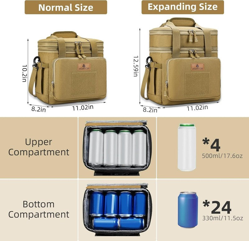 Large Expandable Tactical Lunch Bag 16L/24 Cans Brown1