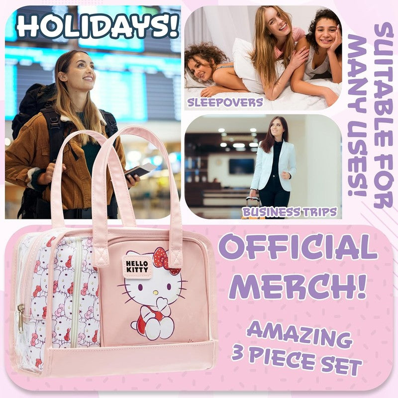 3PCS Kawaii Makeup & Toiletry Bag Set for Women & Girls – Cute Anime Travel Cosm4