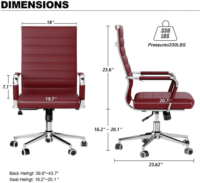 Red Executive Office Chair Ergonomic Leather Swivel Adjustable Desk2