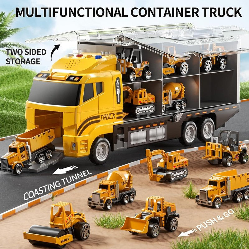 Toddler Boys Construction Truck Vehicle Toy Set with Play Mat and Die Cast Toy C3