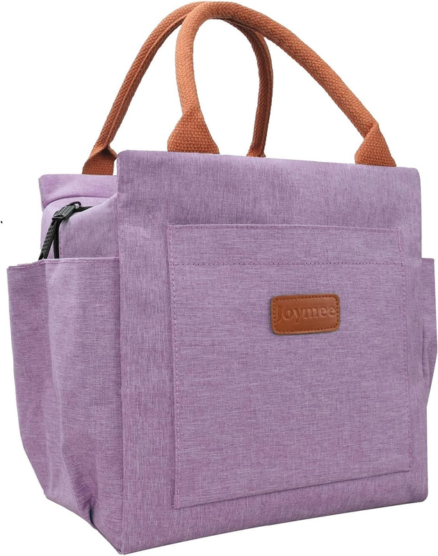 Insulated Lunch Bag for Women Men Large Reusable Tote w/ Bottle Holder Purple10