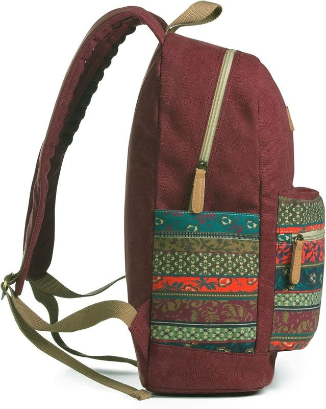 Canvas Bohemian Backpack Cushioned Straps Travel Outdoor Wine Color4