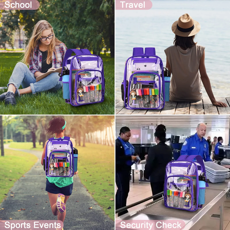 Clear Backpack, Heavy Duty PVC Transparent Backpack Stadium Approved with Reinfo5